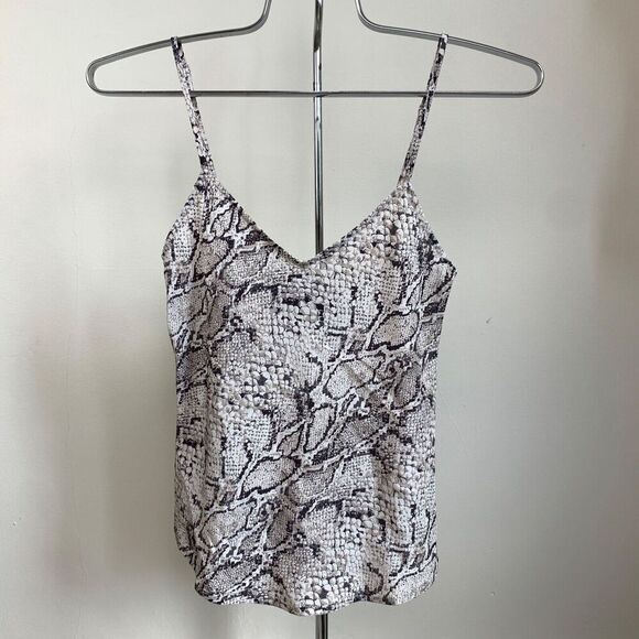 Reformation Rhodes Silk Snake Print Tank Top Cami XS White Black Python Boa - Picture 2 of 10